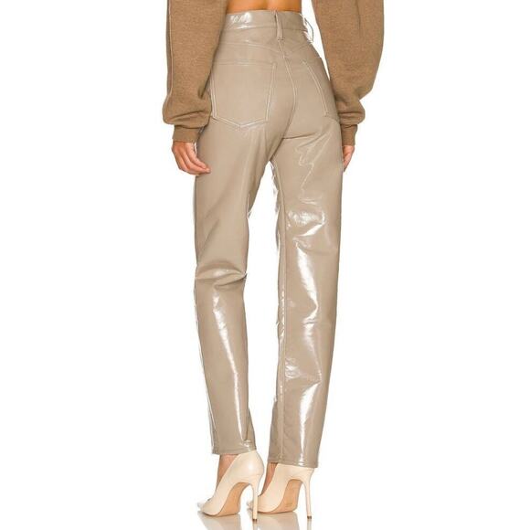 AGOLDE Recycled Leather 90s Pinch Waist Pants Quail Patent W28 Style A164-1351 - Picture 4 of 12
